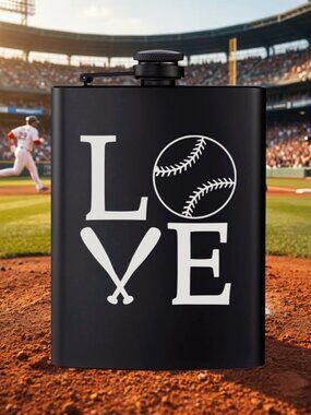 Personalized Engraved Sports Baseball Love Black Flask | Baseball | Flask